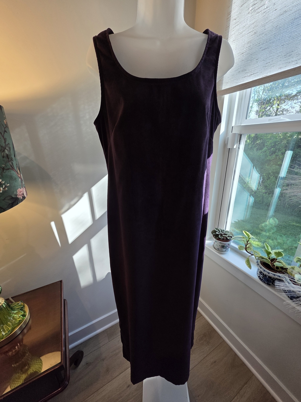 Jessica Howard Plum Sleeveless Maxi Dress with Scoop Neck Size M/L 90s Lagenlook - Picture 2 of 16